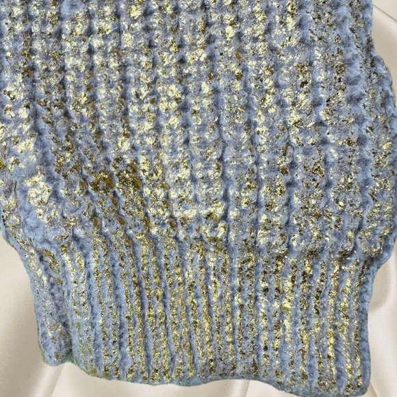 Women Pullover Sweater Gold Foil Knit Size XL Crew Neck Mid Length 1 - Picture 13 of 15